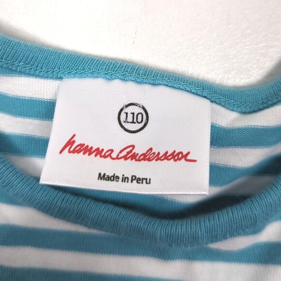 Hanna Andersson Dress Girls Size 8 Blue Floral Stripe Twirly Casual - Picture 4 of 5